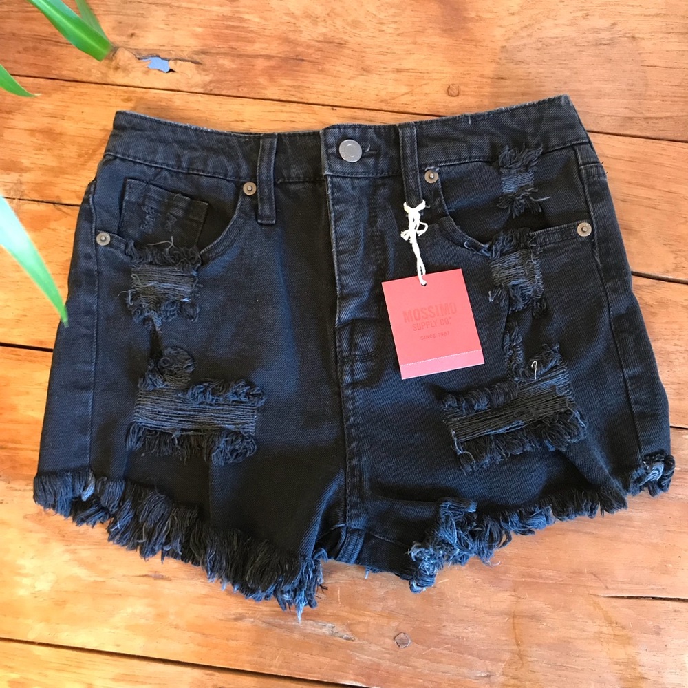 Mossimo black high rise distressed denim shorts